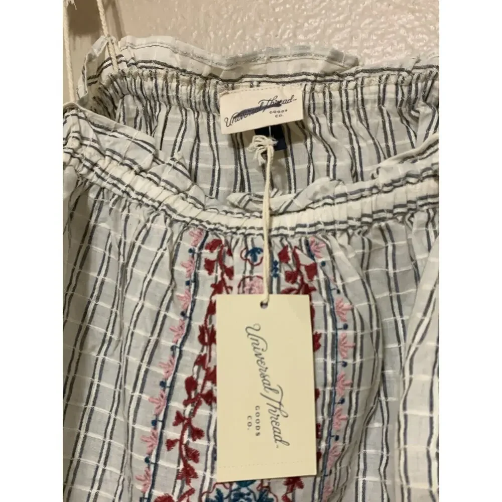 Universal Thread Stripe Embroidered Tassel Tie Strap Tank Top - Picture 4 of 10